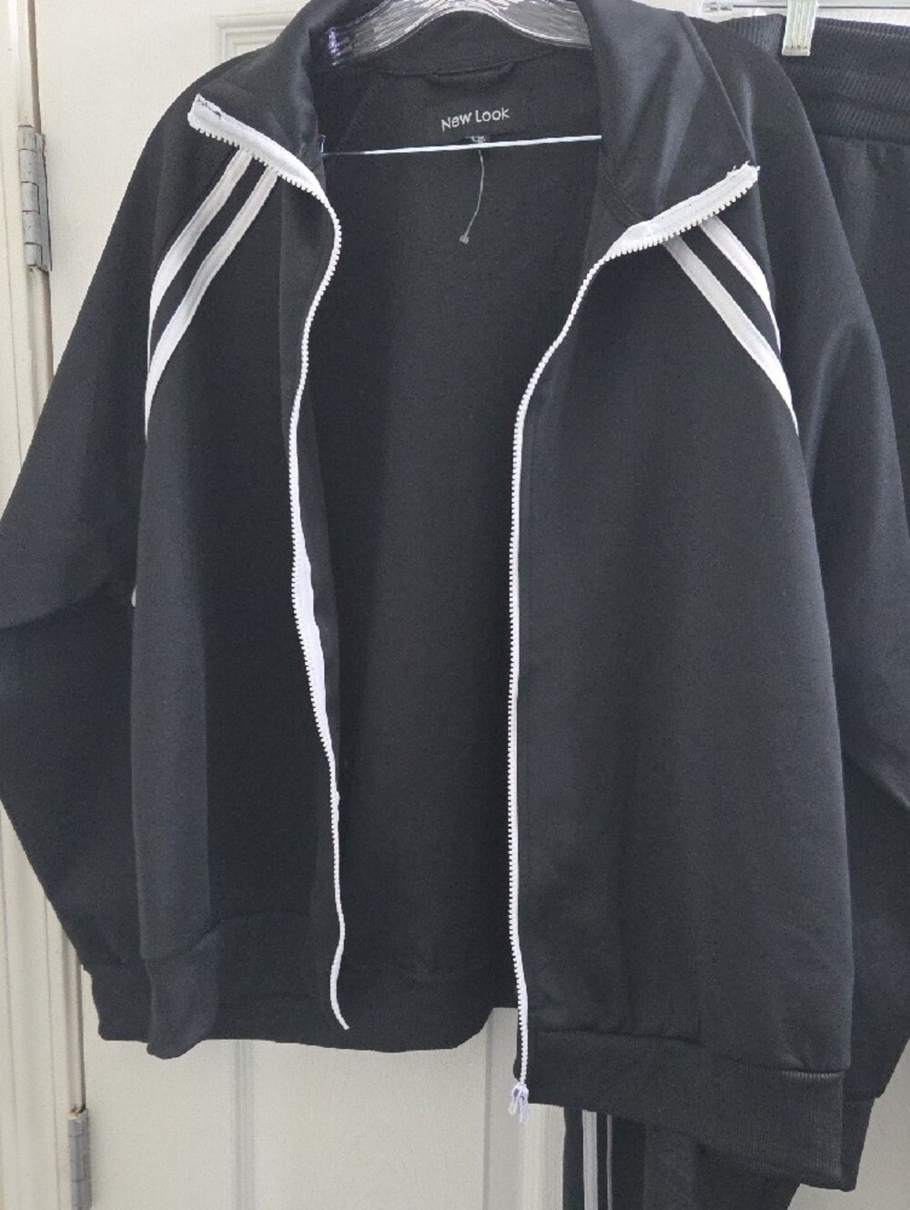 New Look Black Track Jacket Set with White Stripe Accents - Picture 2 of 8